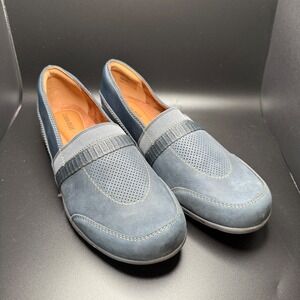 Cobb Hill Women's Blue Suede Perforated Slip On Loafer Flats Shoe Size 10